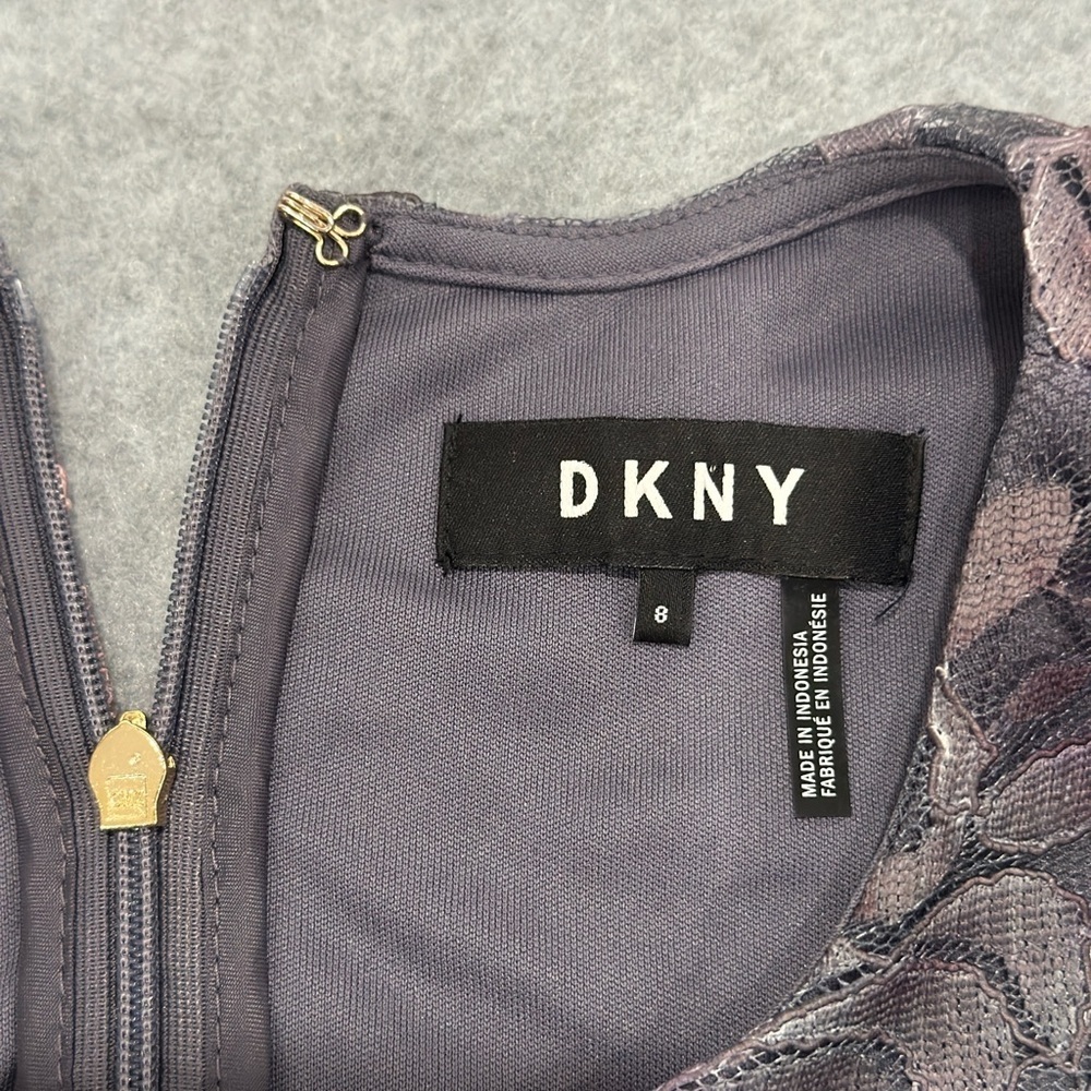 DKNY Pink & Gray Floral Lace Mini Dress - Picture 5 of 10